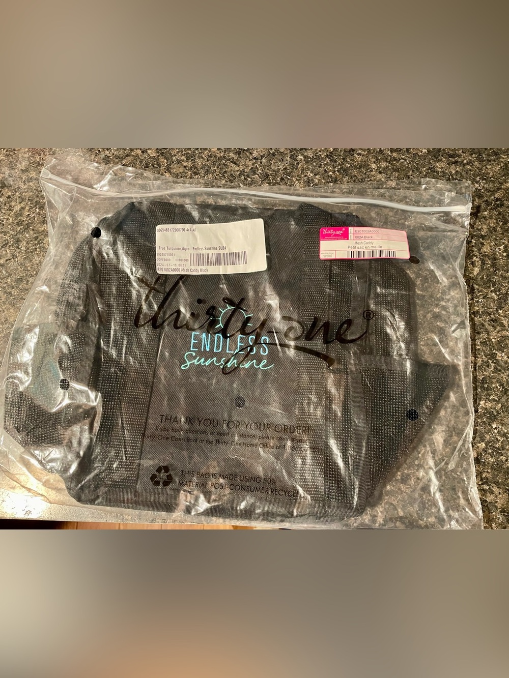 Thirty-one Black Mesh Caddy Tote